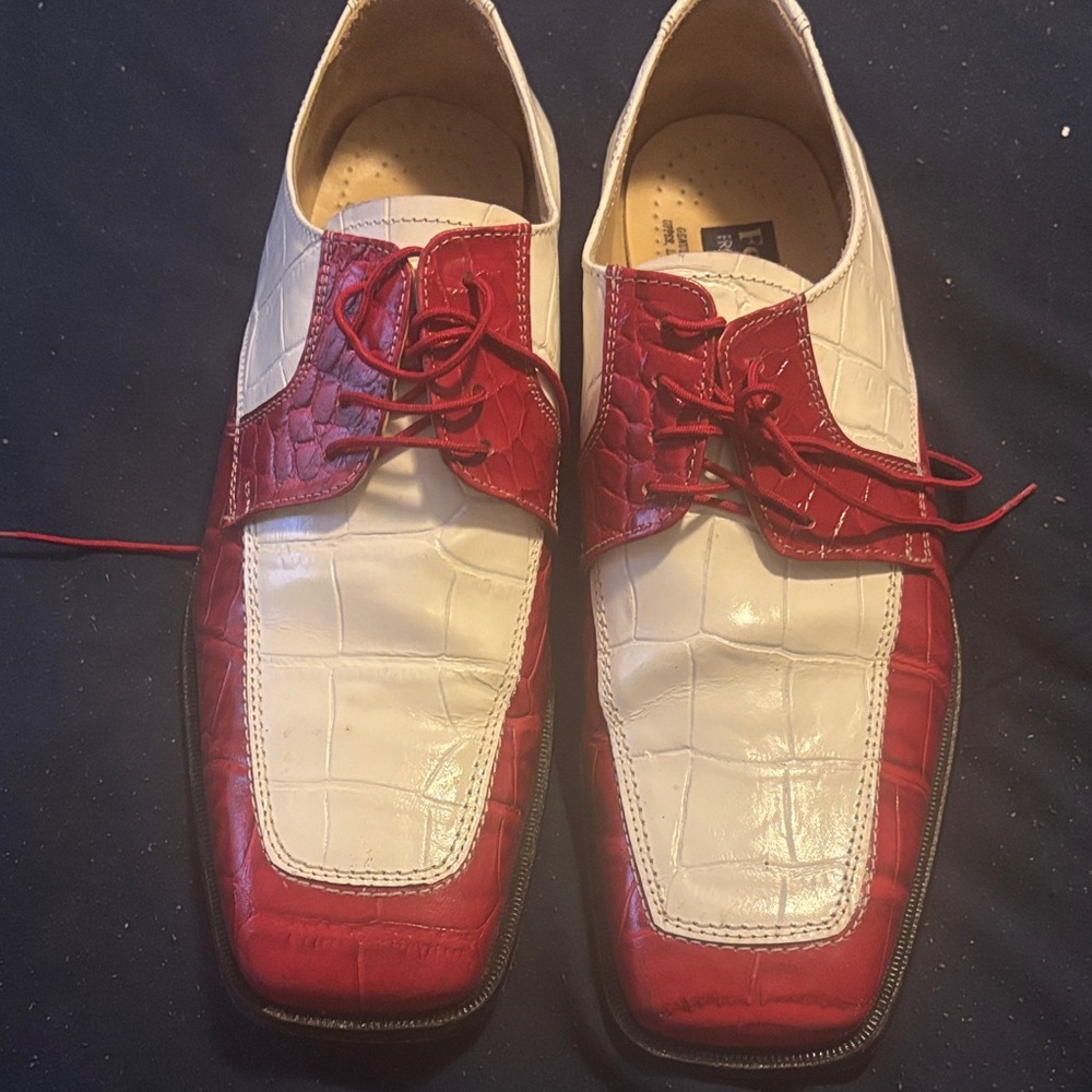 Red and White Men's Dress Shoes